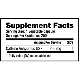 NutraBio Caffeine (200mg) - 100 Vegetable Capsules