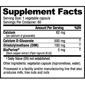 NutraBio DIM (100mg) - 60 Vegetable Capsules