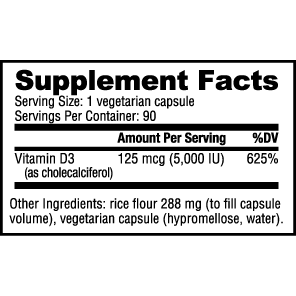NutraBio Vitamin D3 5000 IU 90 Count