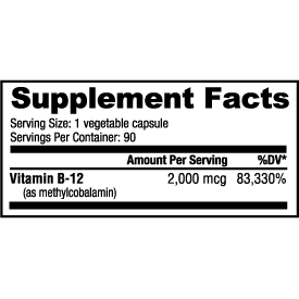 NutraBio Methyl B-12 (2000mcg) - 90 Vegetable Capsules