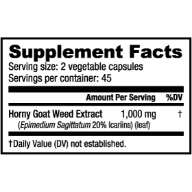 NutraBio Horny Goat Weed (500mg) - 90 Vegetable Capsules