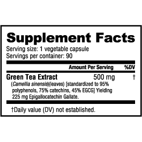 NutraBio Green Tea Extract (500mg) - 90 Vegetable Capsules