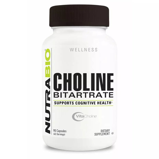 NutraBio Choline Bitartrate (550mg) - 90 Vegatable Capsules