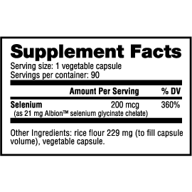 NutraBio Selenium (200mcg) - 90 Vegetable Capsules