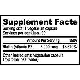 Biotin/B-7 (5000mcg) - 120 Vegetable Capsules